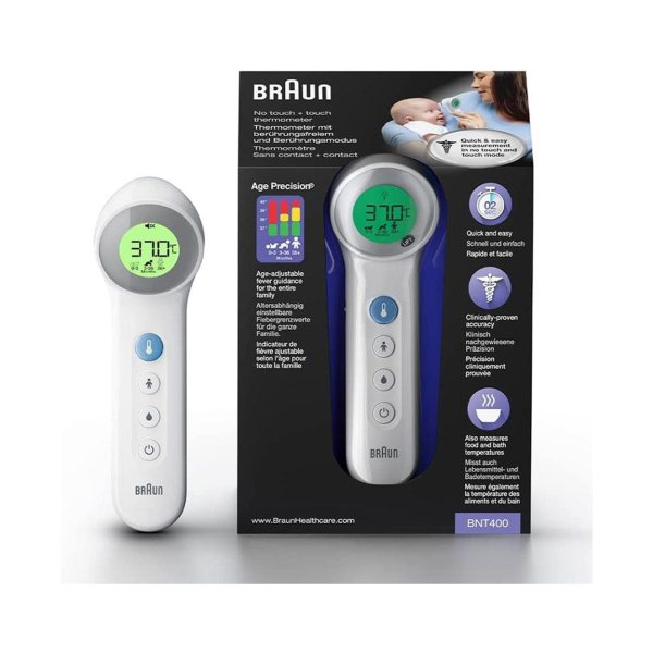 Braun No Touch and Touch Thermometer with Age Precision White