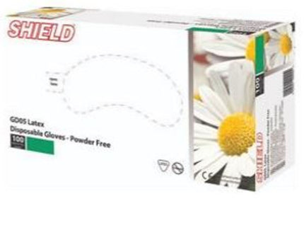 Shield Latex Powder Free Disposable Gloves Natural Medium x100