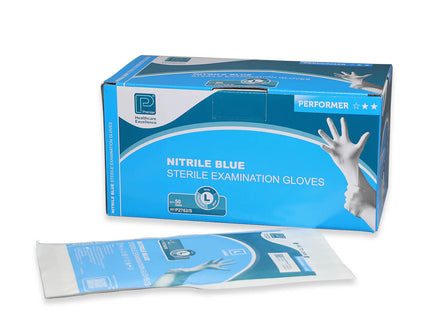 Premier Performer Nitrile Sterile Examination Gloves Blue Large x50