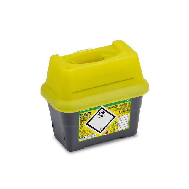 Sharpsafe 2L Grey UK Yellow Lid