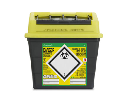 Sharpsafe 9L Grey UK Yellow Lid