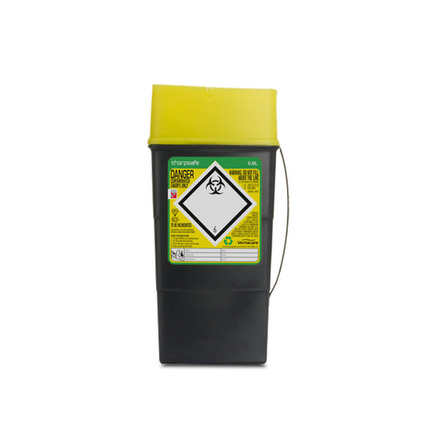 Sharpsafe 0.6L Grey UK Yellow Lid