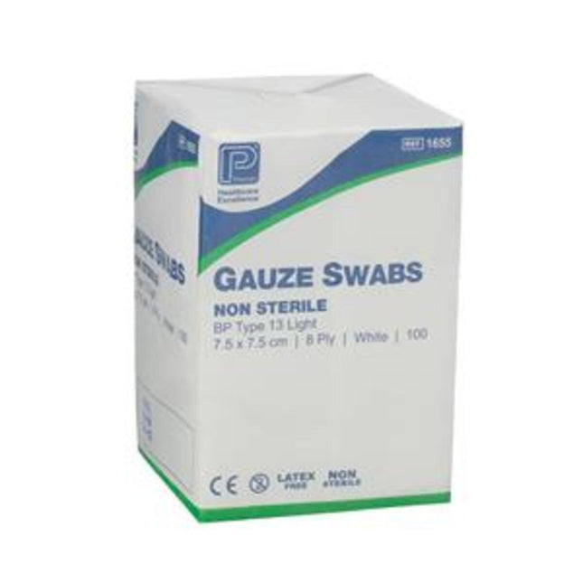 Shermond Non Sterile Gauze Swabs 12 Ply White 10cm x 10cm x100