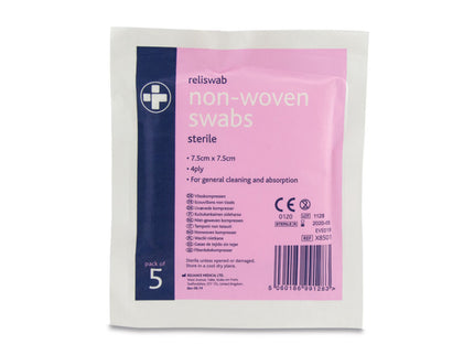 Religauze Swabs Sterile 4 ply 7.5cm x 7.5cm x5