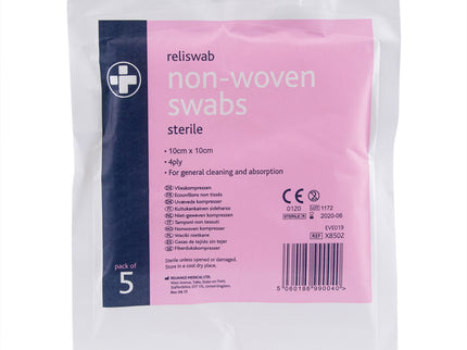 Religauze Swabs Sterile 4 ply 10cm x 10cm x5