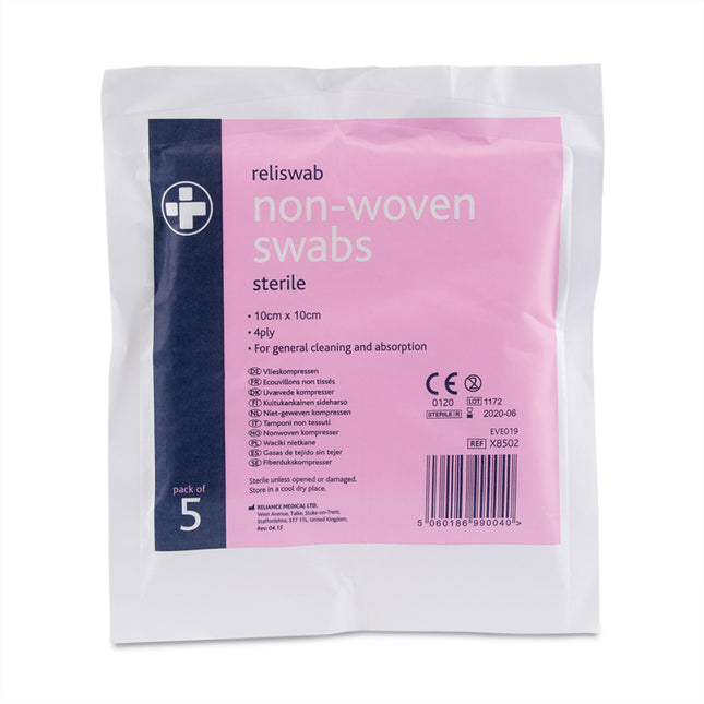 Religauze Swabs Sterile 4 ply 10cm x 10cm x5