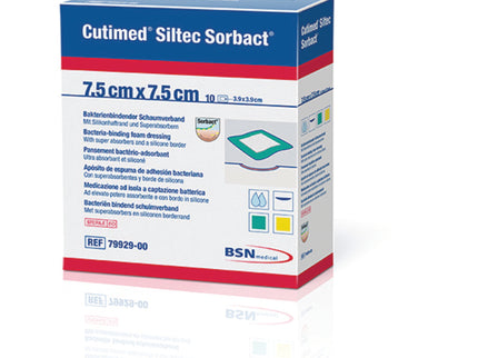 Cutimed Siltec Sorbact Dressing 7.5 cm x 7.5 cm x10