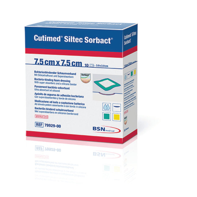 Cutimed Siltec Sorbact Dressing 7.5 cm x 7.5 cm x10