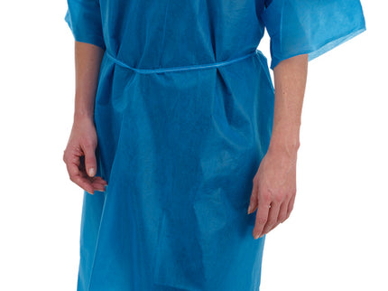 Short Sleeved Disposable Patient Gown, Blue  x 50 Blue