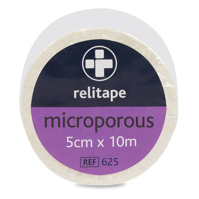 Microporous Tape 5cm x 10m x1 Available in the following sizes:	1.25cm x 10m 2.5cm x 10m	5cm x 10m