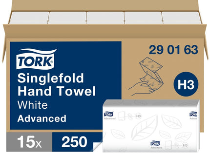 Tork Soft Singlefold H3 Hand Towel 2ply White x3750