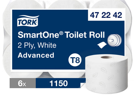 Tork SmartOne T8 Toilet Roll 2ply White x6