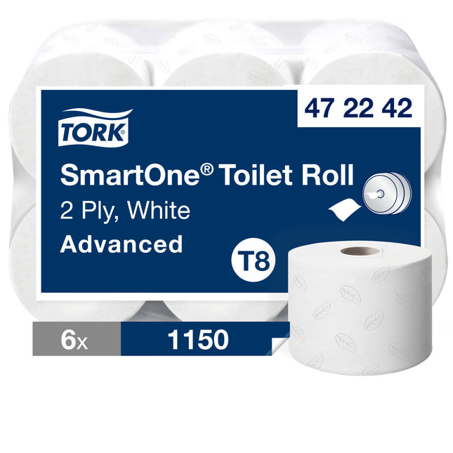 Tork SmartOne T8 Toilet Roll 2ply White x6