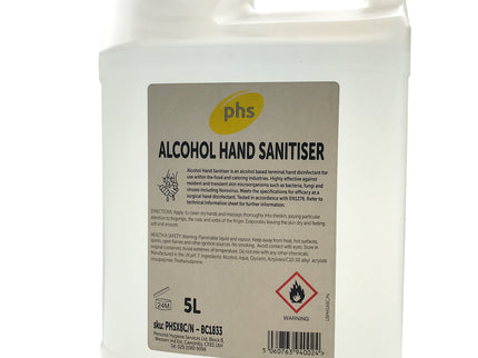 PHS Hand Sanitiser 62% Alcohol Gel  5 Litre