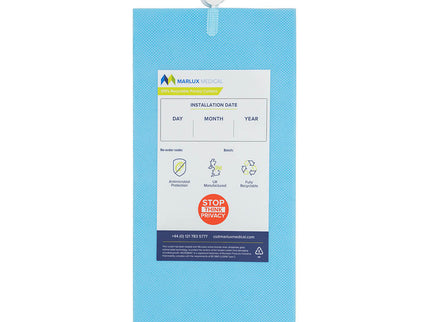 Marlux Medical Antimicrobial Treated Cubicle Curtain 1800mm x 1950mm - 100 gsm - Eyelet - (Universal) - Pastel Blue - Microban Treated