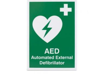 Sign' AED/Defibrillator' Vinyl 150 x 200mm x1