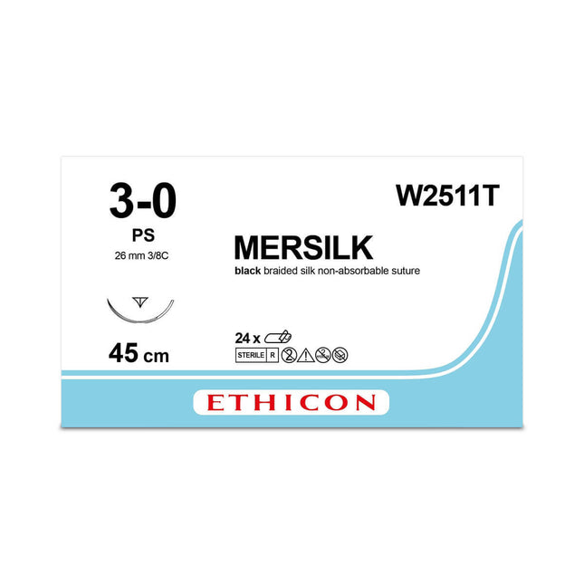 MERSILK* Suture 26mm 45cm black 3-0 2 3/8 circle Conventional Cutting PRIME Needle x24 D/T x24