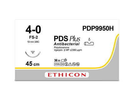 PDS PLUS | Monofilament | Undyed | 4-0 | 45cm | 1xReverse cutting | 19mm | 3/8C | Pack of 36