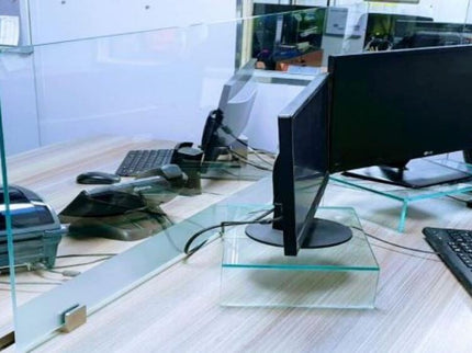 Protective Glass Desk Screen, screw fixed,  Clear 800x600mm