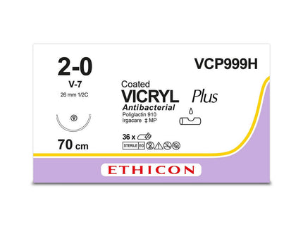 VICRYL PLUS | Braided | Violet | 2-0 | 70cm | 1xTapercut | 26mm | 1/2C | Pack of 36