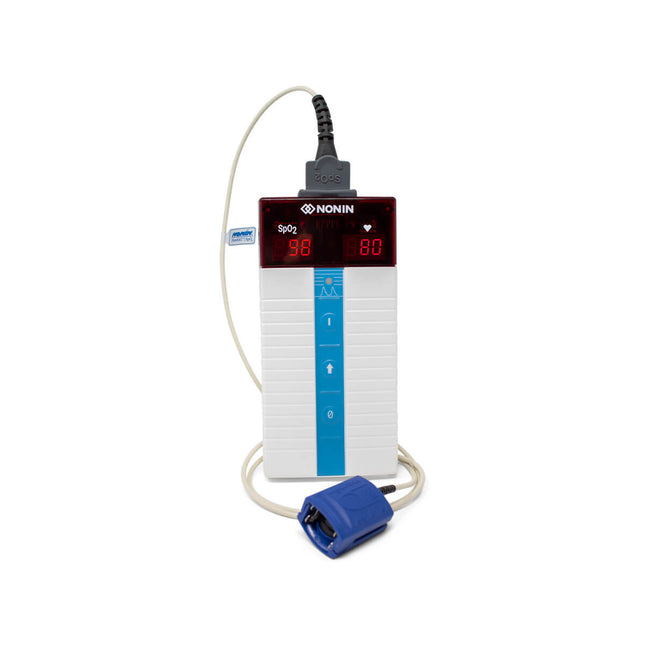 Nonin 8500 Handheld Pulse Oximeter. Includes Adult Soft SpO2 Sensor and Carry Case Grey