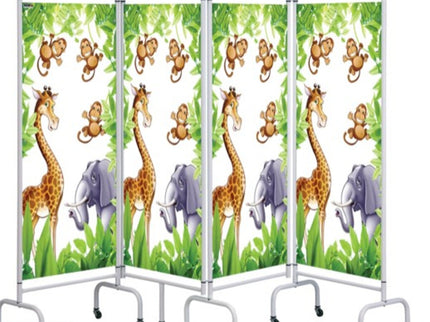 Sunflower 4 Panel Mobile Folding Ward Screen - Jungle Pattern Jungle Pattern