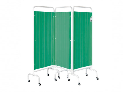 Sunflower 3 Panel Mobile Folding Curtained Screen - Forest Green