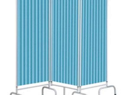 Sunflower 3 Panel Mobile Folding Curtained Screen - Pastel Blue Pastel Blue