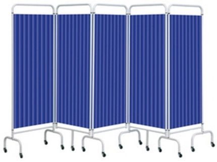 Sunflower 5 Panel Mobile Folding Curtained Screen - Summer Blue Summer Blue