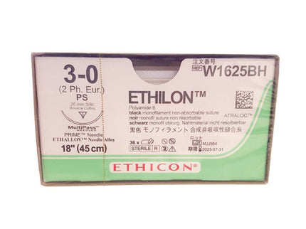 Ethilon Suture 3-0 3/8 Circle Reverse Cutting Prime Needle Black 26mm Needle 45cm Length x36