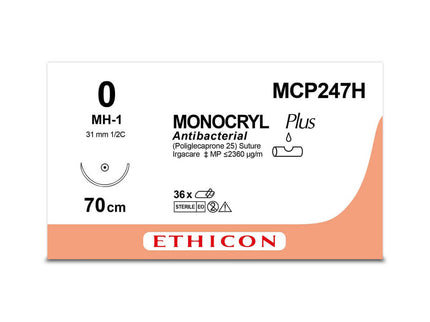 MONOCRYL PLUS | Monofilament | Violet | 0 | 70cm | 1xTaperpoint | 31mm | 1/2C | Pack of 36