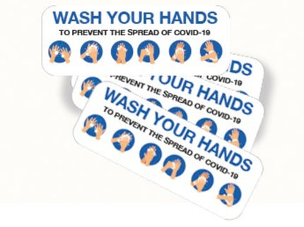 Wash Your Hands Sign - 160mm x 60mm- Pack of 10 160mm x 60mm x10