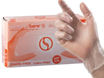 Semperit Clear Vinyl Non Sterile Powder Free Examination Gloves Large x100