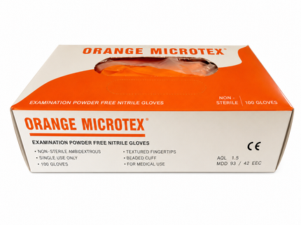 Orange Microtex (Heavy Duty) 5.0g Nitrile Gloves (100 per box) x10 boxes
