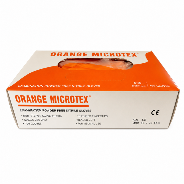 Orange Microtex (Heavy Duty) 5.0g Nitrile Gloves (100 per box) x10 boxes