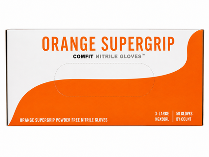 Orange Supergrip (Extra Heavy Duty) 8.5g Nitrile Gloves (50 per box) x10 boxes