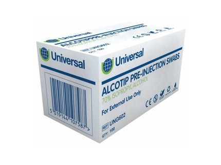 Universal Alcotip Pre–Injection Swabs (Non Sterile) x100 Wipes
