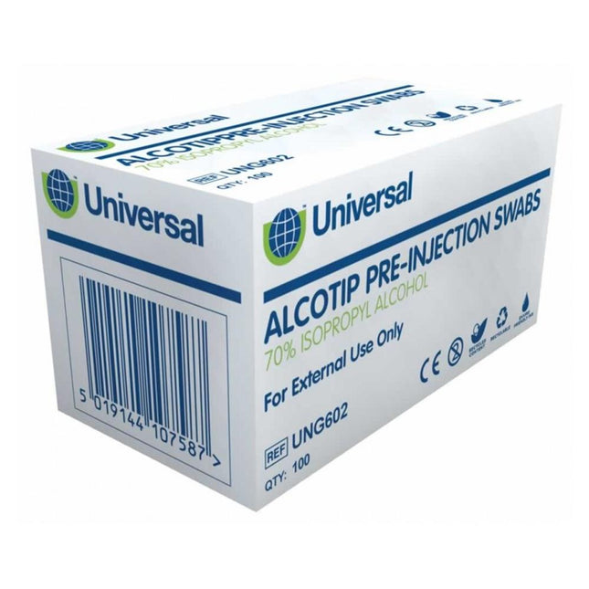 Universal Alcotip Pre–Injection Swabs (Non Sterile) x100 Wipes