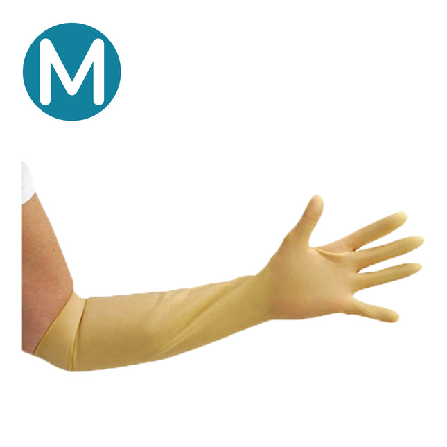 Prestige Non–Sterile Latex Gauntlets Natural (Medium) x10 pairs