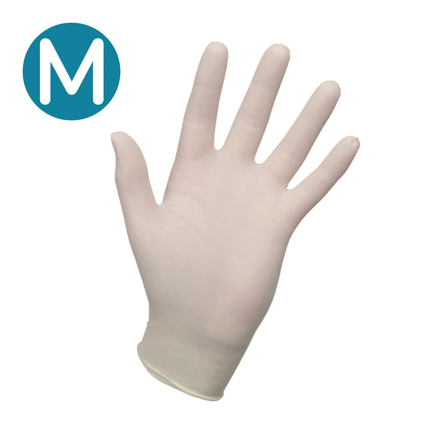 Non–Sterile Latex Examination Gloves Natural (Medium) x100 pairs