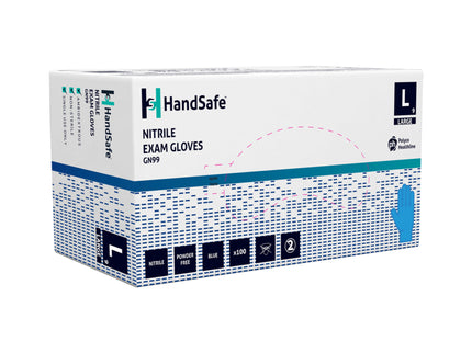 Handsafe Nitrile Examination Gloves Blue (Large) x100 pairs