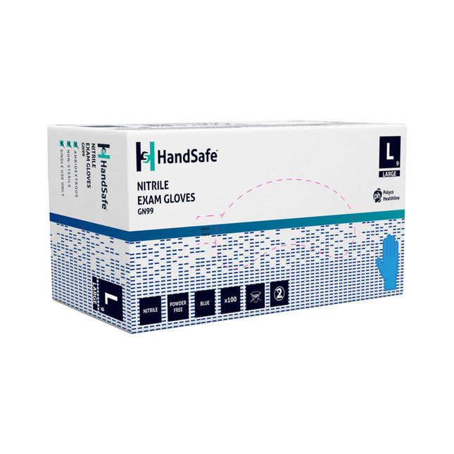 Handsafe Nitrile Examination Gloves Blue (Large) x100 pairs