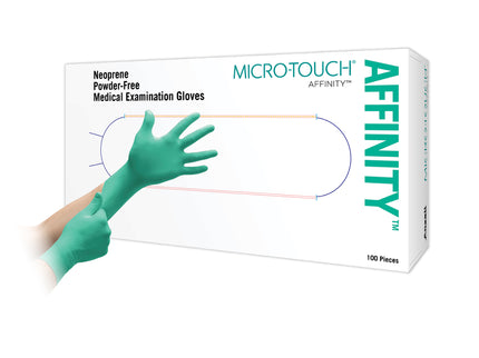 Micro–Touch® Affinity™ Non–Sterile Neoprene Examination Gloves Green (Medium) x100 paris