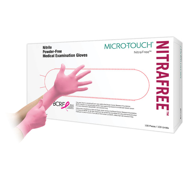 Micro–Touch® Nitrafree™ Nitrile Examination Gloves Pink (X–Large 9.5 – 10.0) x100 pairs