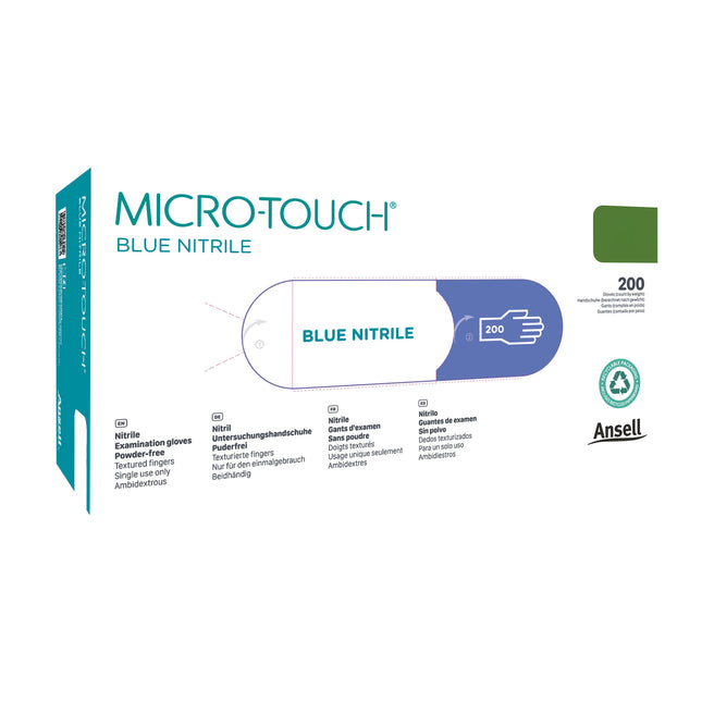 Micro–Touch® Nitrile Examination Gloves Blue (Large) x200 pairs