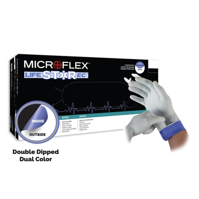 Microflex® Lifestar EC™ LSE–104 Dual–Layer Nitrile Examination Gloves White (Large 8.5 – 9.0) x1000 pairs