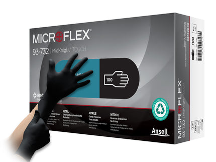 Microflex® Midknight™ Nitrile Examination Gloves Black (Large) x100 pairs