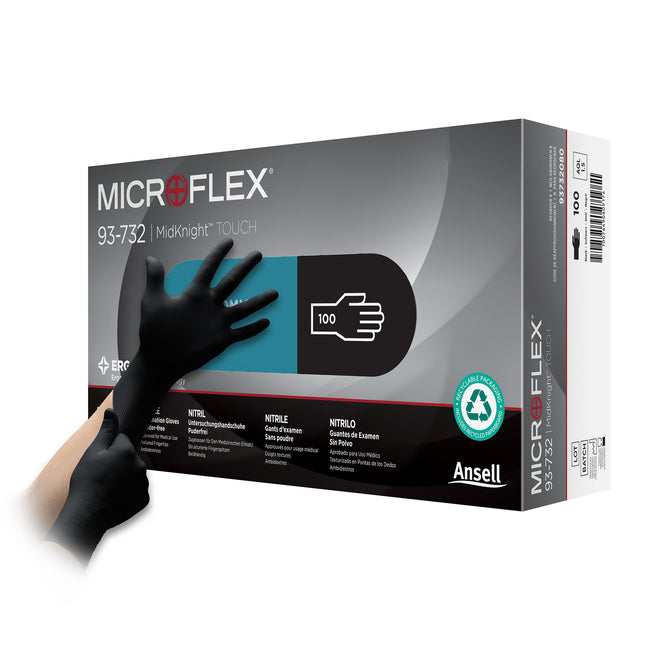 Microflex® Midknight™ Nitrile Examination Gloves Black (X–Large) x100 pairs