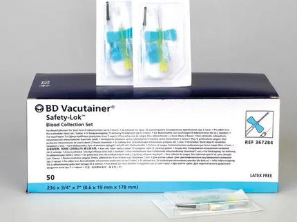 BD Vacutainer Blood Collection Set 23 G (0.6 x 19 mm) 18 cm tube, luer adapter, Light Blue x50 *367284