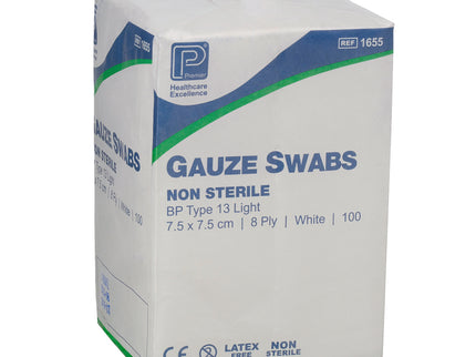 Cotton Gauze Swab 7.5cm x 7.5cm 8 ply x100